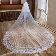Pearls 4m long White wedding Accessories Soft Tulle veil for bride Scalloped edges wedding veils